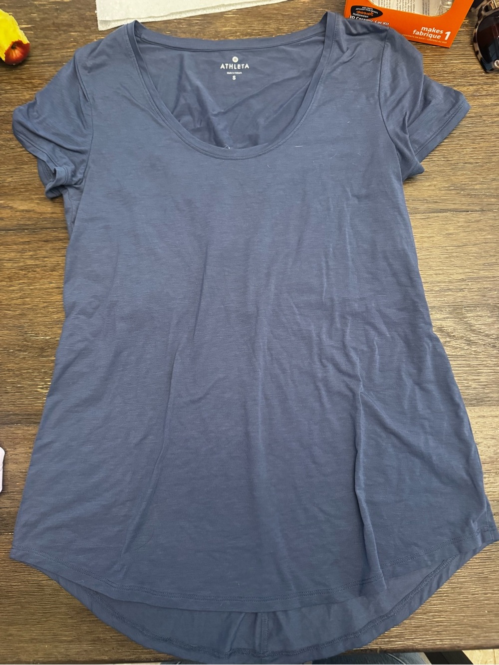Athleta Women's Scoop Neck Short Sleeve Tee - Blue peek a boo